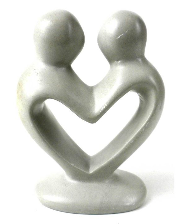 White Soapstone Lovers Heart  - 4 Inch