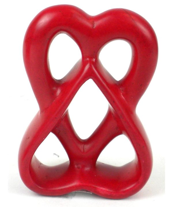 Soapstone | Red Double Heart | 4 inch